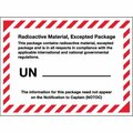 Bsc Preferred 4-3/8 x 3 1/4'' - ''Radioactive Material, Excepted Package'' Labels DL1398